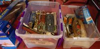 Lot 1416 - Two boxes of mixed plastic and wooden...