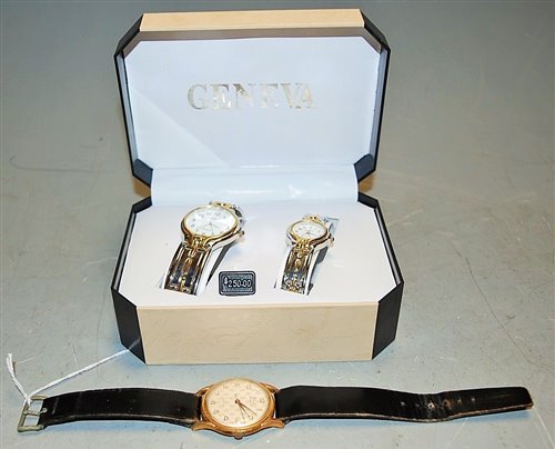 Lot 281 - A gents Geneva steel cased quartz wrist watch...