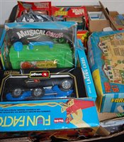Lot 455 - Two boxes of assorted diecast and other toys,...