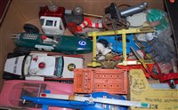 Lot 500 - A box of mixed toys, to include tinplate...
