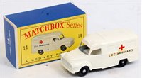Lot 2390 - A Matchbox 1/75 series No. 14 Lomas ambulance,...