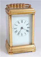 Lot 1541 - A French gilt brass gorge cased carriage clock,...