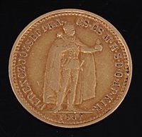Lot 2045 - Hungary, 1897 gold 10 Korona, standing figure...