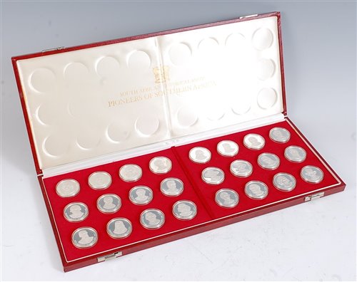 Lot 2056 - Cased set of 24 silver medallions 'Pioneers of...