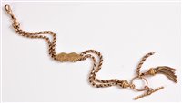 Lot 2590 - A 9ct Albertina, the double strand belcher...