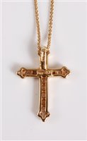 Lot 2543 - An 18ct diamond cross pendant and chain, the...