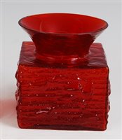 Lot 89 - A 1960s Whitefriars type textured ruby glass...