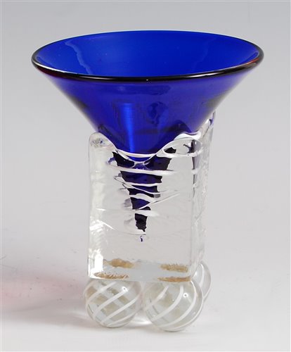 Lot 91 - A contemporary art glass pedestal vase, the...