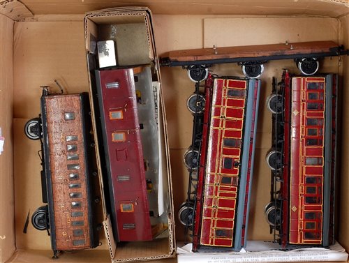 Lot 454 - Tray containing four kit built coaches...