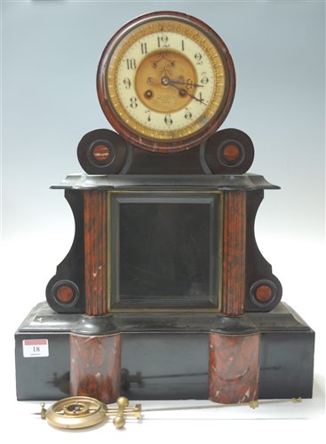 Lot 18 - A large late 19th century black slate and...