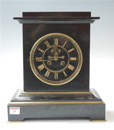 Lot 28 - A large late 19th century black slate and...