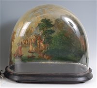 Lot 1496 - A Victorian glass clock dome, on ebonised...