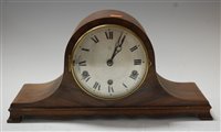 Lot 48 - A 1940s walnut cased mantel clock, the...