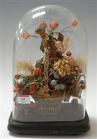 Lot 61 - An early 20th century display of dried flowers...