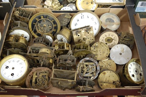 Lot 69 - Three boxes of miscellaneous clock parts, to...
