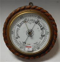 Lot 70 - A late Victorian aneroid barometer, the...