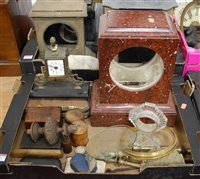 Lot 73 - A box of miscellaneous clock parts and...