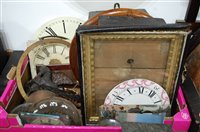 Lot 74 - Two boxes of miscellaneous clock parts and...