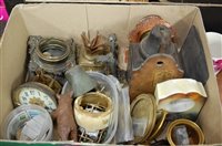 Lot 75 - Two boxes of miscellaneous clocks, clock parts,...