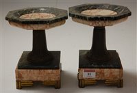 Lot 81 - A pair of Art Deco marble and gilt metal...