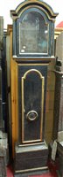 Lot 83 - A George III black and gilt painted long case...