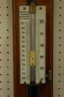 Lot 91 - A late 19th century stick barometer, the ivory...