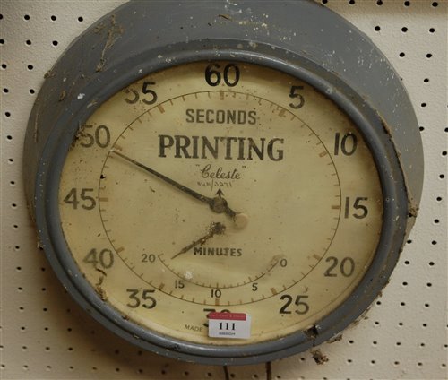 Lot 111 - A circa 1950 wall clock having grey painted...