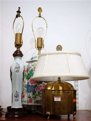 Lot 137 - A modern painted resin table lamp base with...