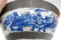 Lot 145 - A Japanese stoneware blue and white bowl...