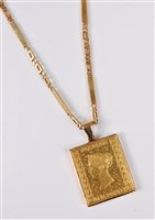 Lot 2680 - A postage stamp pendant and 18ct chain, the...