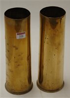 Lot 226 - A pair of World War One 18-pounder brass shell...