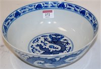 Lot 272 - A Chinese export blue & white bowl typically...