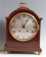 Lot 1516 - An Edwardian mahogany dome-top mantel clock,...