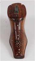 Lot 1271 - A 19th century treen shoe snuff, having brass...