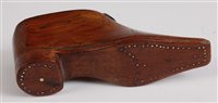 Lot 1271 - A 19th century treen shoe snuff, having brass...