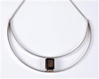 Lot 160 - A Scottish silver and smokey quartz necklace,...