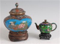 Lot 1316 - A Japanese Meiji period cloisonné enamel jar...
