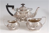 Lot 1124 - A late Victorian silver three-piece tea set,...