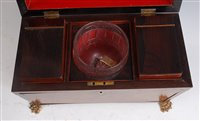 Lot 1292 - A Regency rosewood and brass inlaid tea caddy,...
