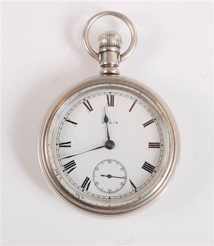 Lot 2526 - An Elgin pocket watch and chain, the signed...