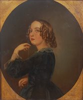 Lot 1450 - R. Hoyall - Half-length portrait of a girl,...