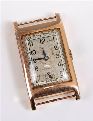 Lot 2600 - A gentleman's 1930's 9ct tank style wristwatch,...