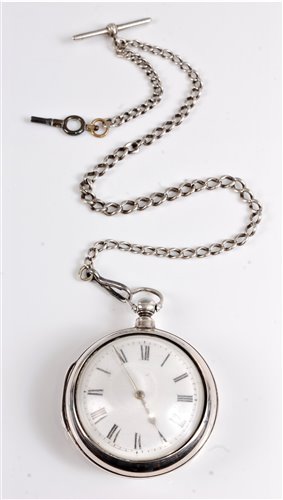 Lot 2528 - A silver pair cased pocket watch by P....