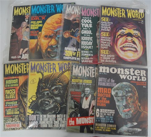 Lot 555 - Issues 1-9 of Monster World 1964 horror comic...