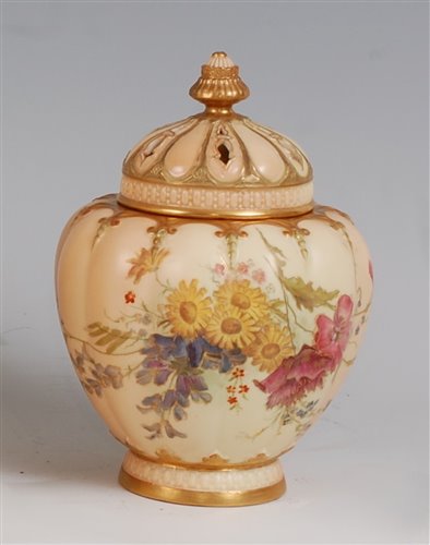 Lot 1052 - *A large Royal Worcester porcelain blush ivory...