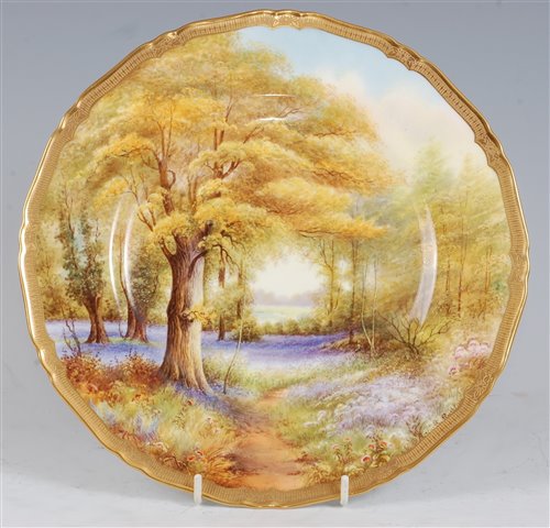 Lot 1046 - *A Royal Worcester porcelain cabinet plate,...