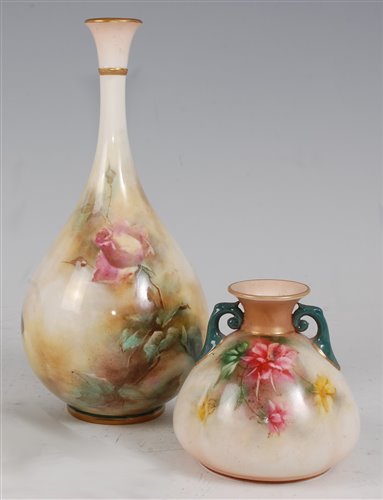 Lot 1048 - *A Hadley's Worcester bottle vase, having a...