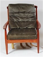 Lot 401 - A 1960s Danish teak stickback open armchair,...