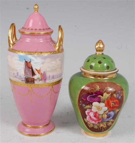 Lot 1071 - *A Minton porcelain twin handled vase and...