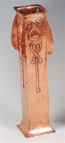 Lot 219 - An Art Nouveau copper specimen vase, of square...
